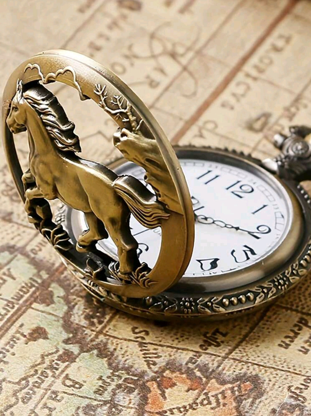 Horse Hunter Bronze Pocket Watch