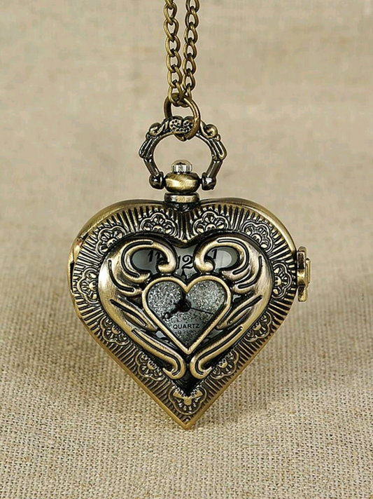 Heart Design Watch Necklace