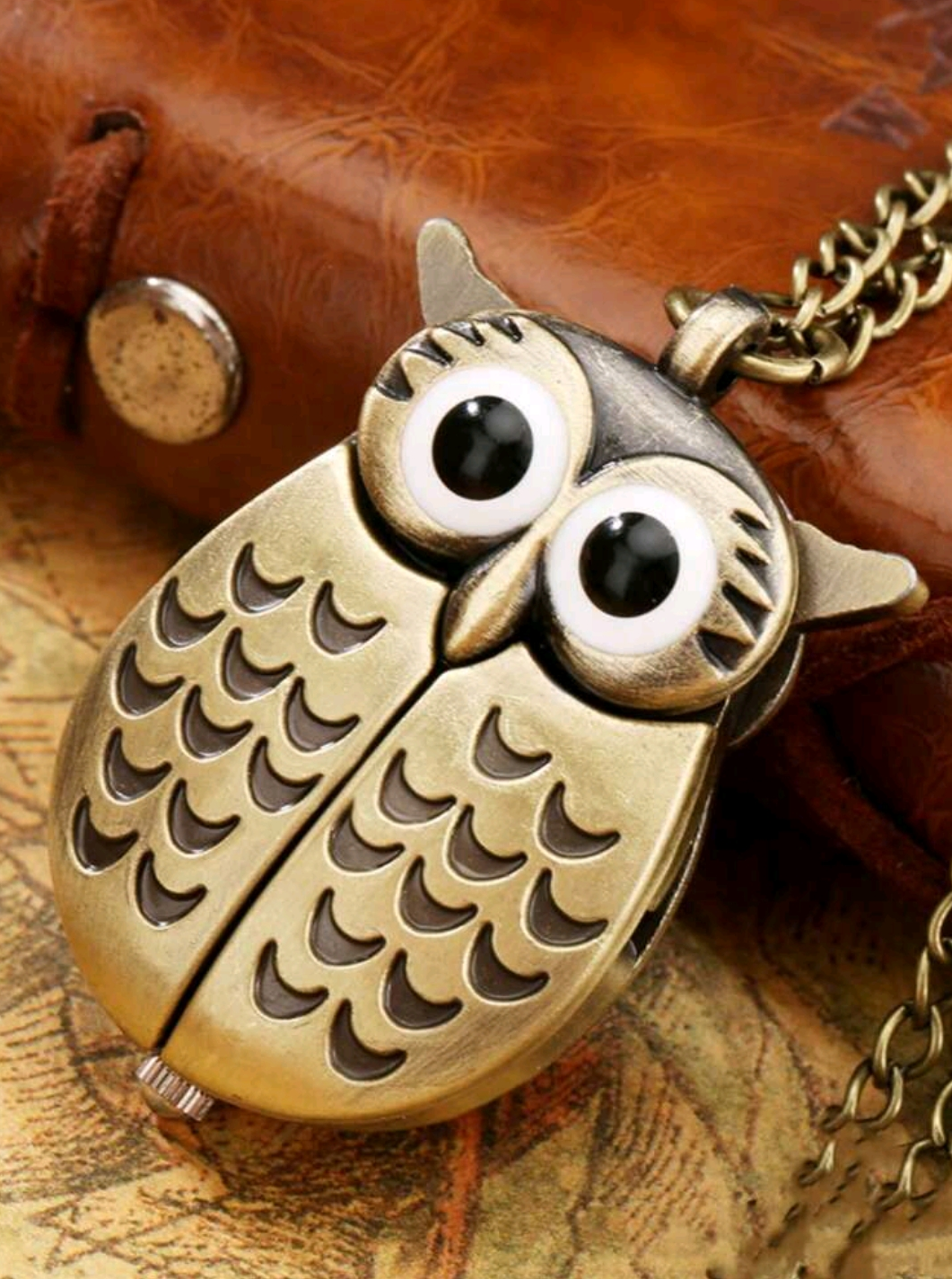 Owl Bronze Watch Necklace