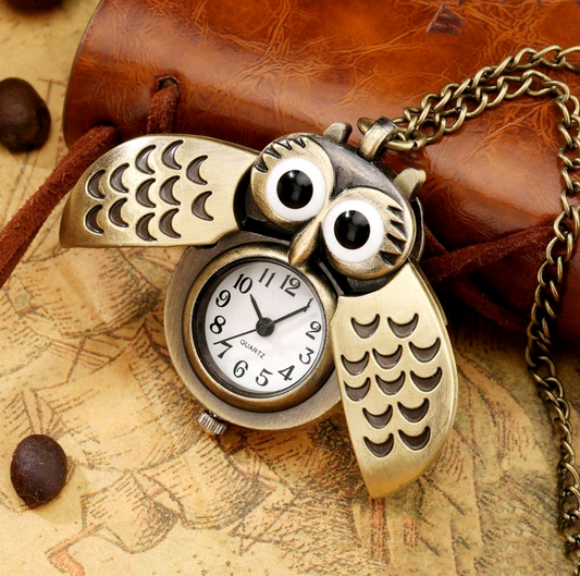 Owl Bronze Watch Necklace