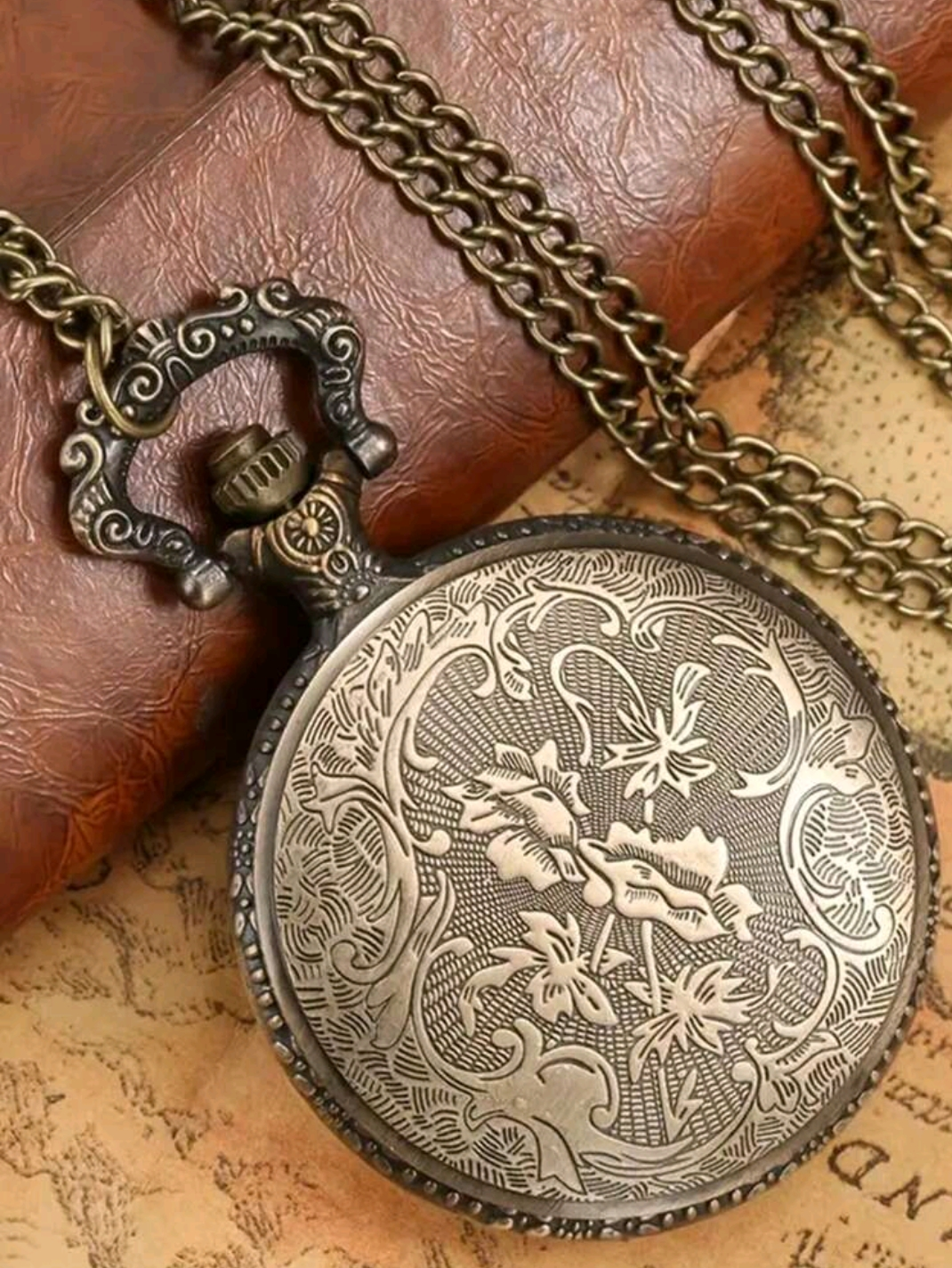 Rose Flower Bronze Pocket Watch