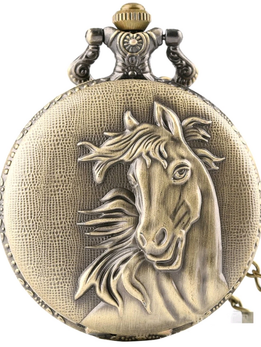 3D Horse Bronze Pocket Watch