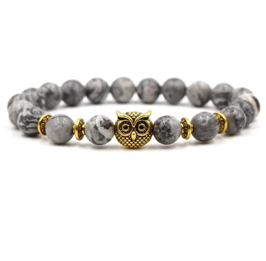 Unisex Owl Natural Stone Bracelet for Women