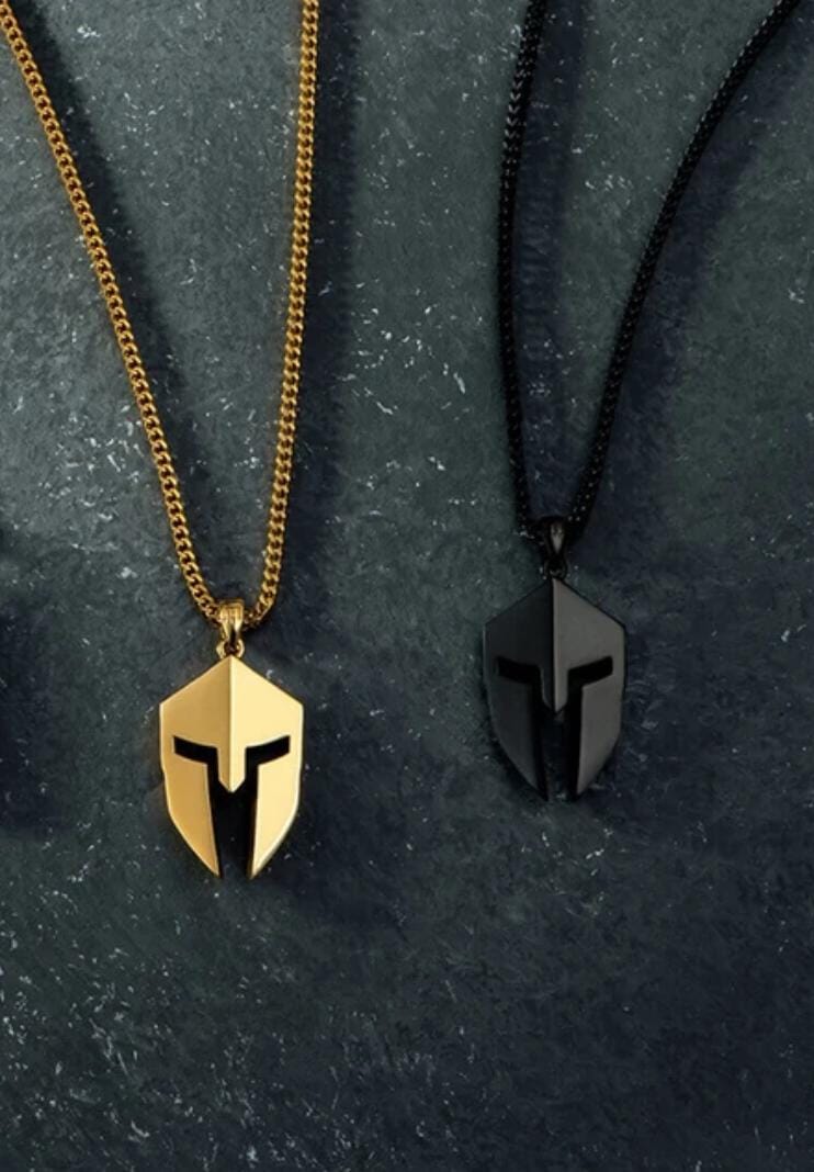 Handmade 18k Gold Plated Spartan Face Mask Necklace