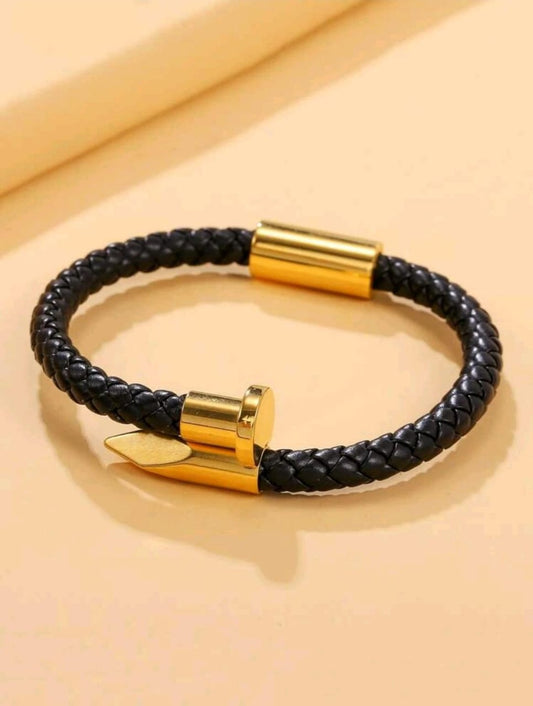 Men Nail Design Bracelet Stainless Steel