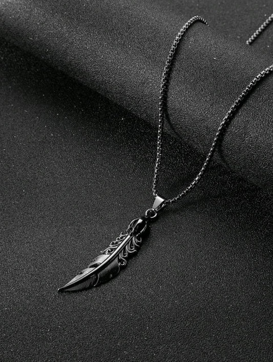 Fashionable and Popular Men Feather Pendant Necklace  for a Stylish Look